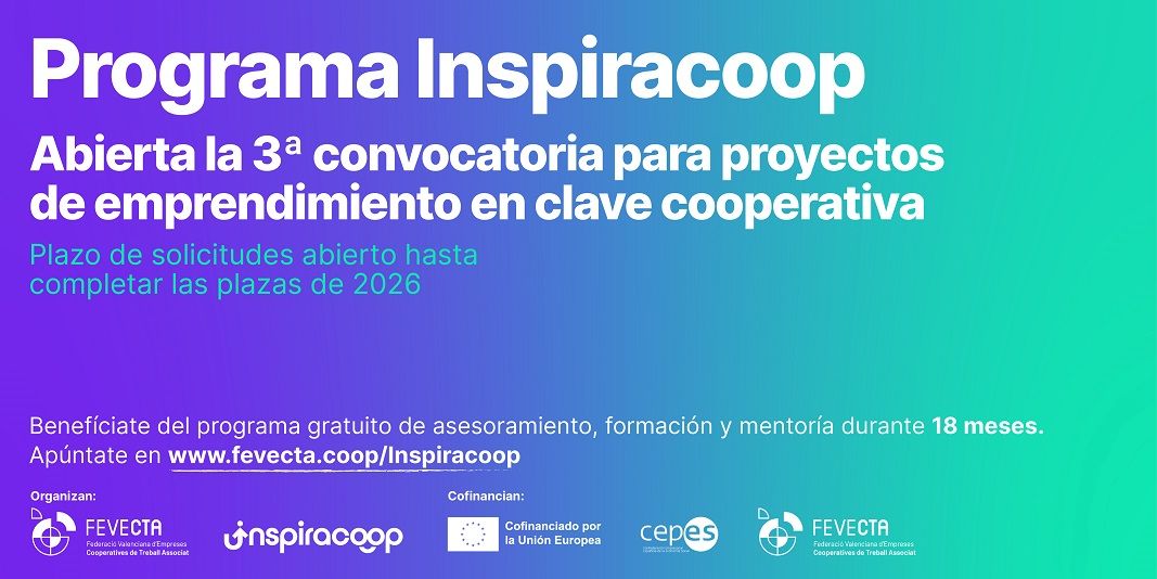 Oberta la 3a convocatòria de projectes d'emprenedoria en clau cooperativa del programa InspiraCoop